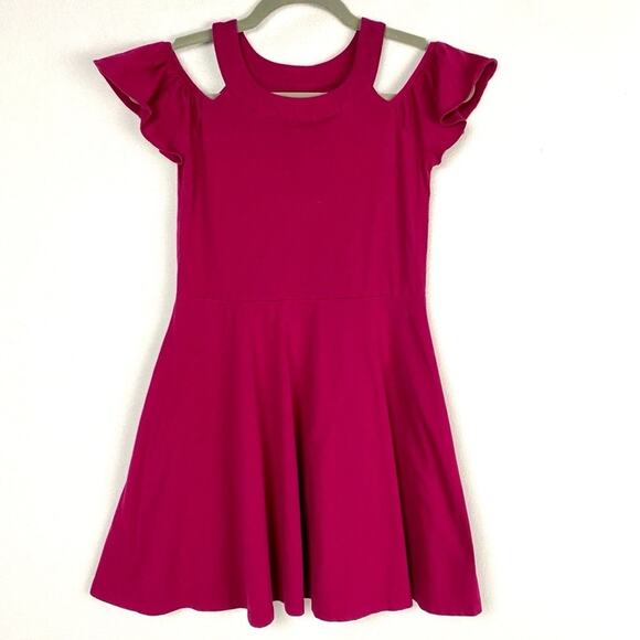 CHILDREN'S PLACE Girl's Hot Pink Fit and Flare Flutter Sleeve Knit Dress Size 14 - Picture 3 of 4